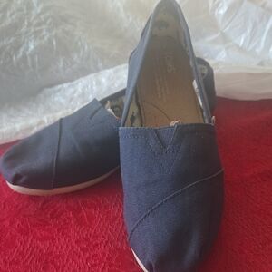 TOMS Dark Blue Canvas Slip-Ons